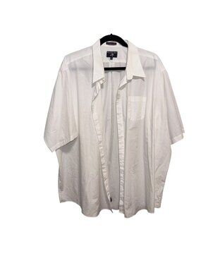Falcon Bay Mens White Button-Up Shirt 22 Tall Comfort Collar Short Sleeve